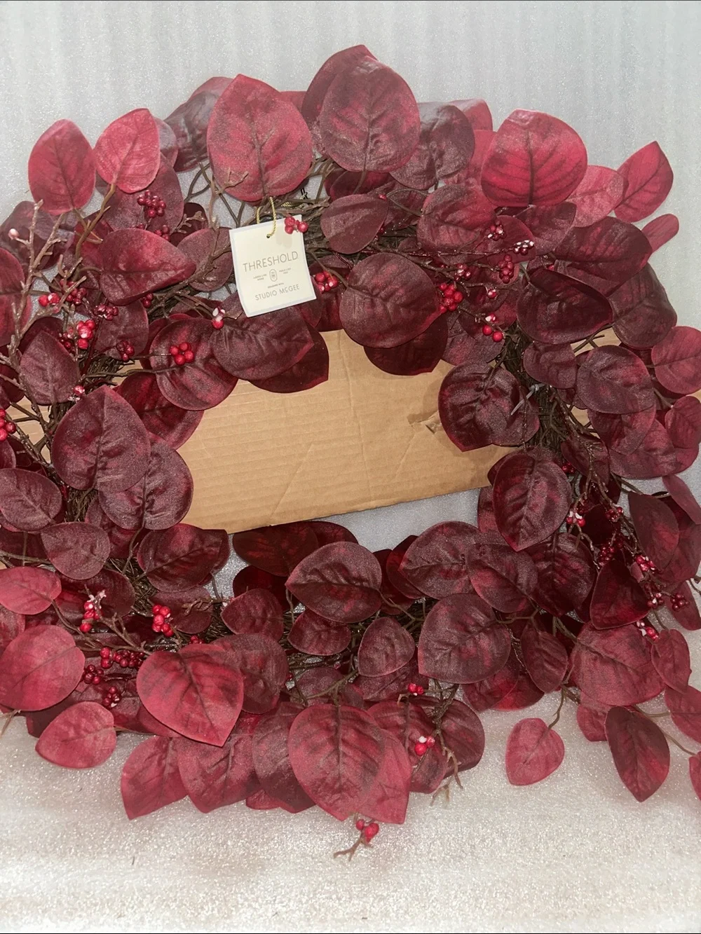 Studio McGee Red Leaf with Berry Holiday Wreath